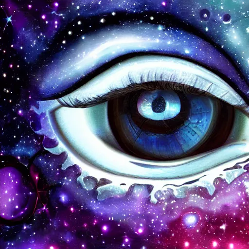 Image similar to galaxy in the eye 👁️ , high quality, high details, digital art, realistic