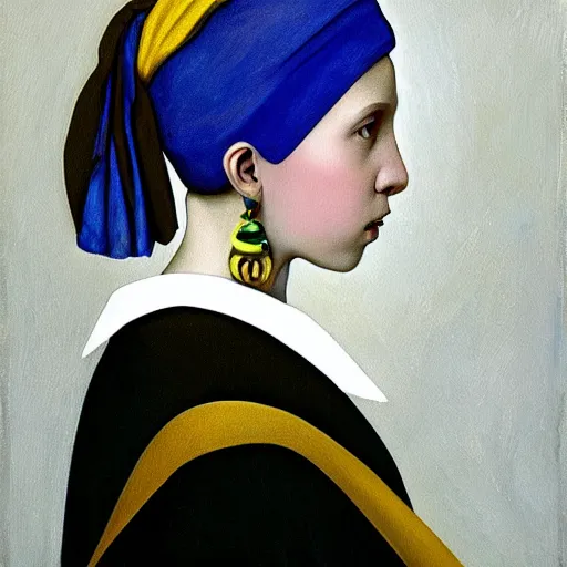 Image similar to Painting of Millie Bobby Brown with the pearl earring by Johannes Vermeer