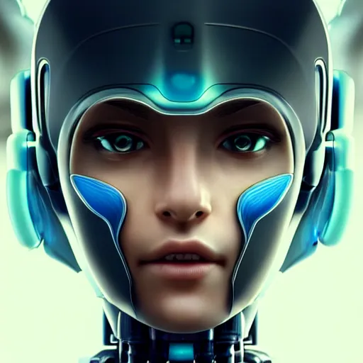 Image similar to centered portrait of an ultra detailed Mechanical Cyberpunk Female Android, looking into the camera!!, intricate, elegant, super highly detailed, professional digital painting, artstation, concept art, smooth, sharp focus, no blur, no dof, extreme illustration, Unreal Engine 5, Photorealism, 8k, cinematic, art by artgerm and greg rutkowski and alphonse mucha and loish and WLOP