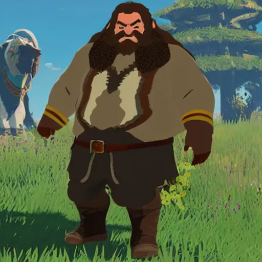 Prompt: Hagrid in The Legend of Zelda: Breath of the Wild