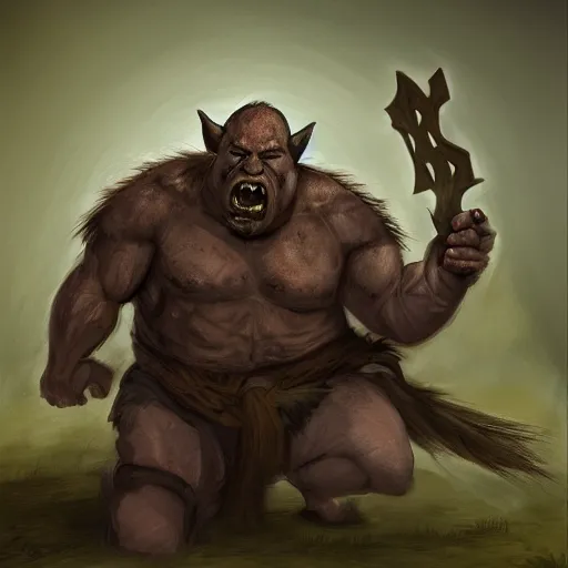 Image similar to An orc throwing a boar, digital art