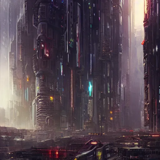 Image similar to a cyberpunk city, megastructures, complimentary contrast, dramatic lighting, gorgeous view, depth, painted by stanley lau, painted by greg rutkowski, painted by stanley artgerm, digital art, trending on artstation