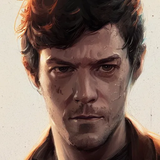 Image similar to portrait of a man by greg rutkowski, jedi kinght that looks like adam brody, messy brown hair, star wars expanded universe, he is about 3 0 years old, highly detailed portrait, digital painting, artstation, concept art, smooth, sharp foccus ilustration, artstation hq