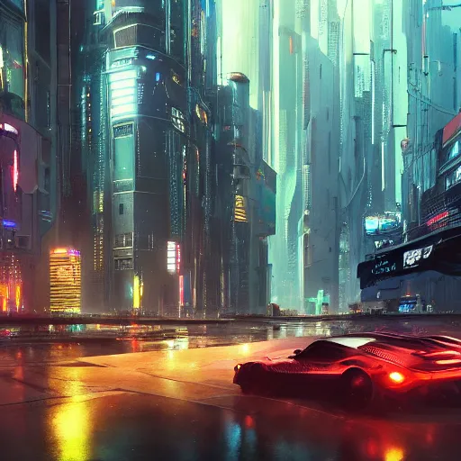 Prompt: cyberpunk city with rain and flying cars, by greg rutkowski and makato shinkai,trending on artstation, sharp focus, very detail,Cinematic Lighting , 8k,wallpaper,