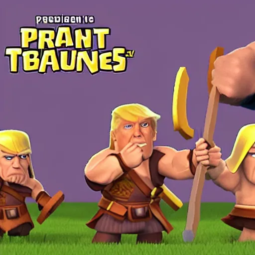 Prompt: president trump as a barbarian, in the style of clash of clans, highly detailed
