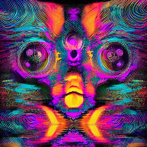 Prompt: visions of glitch eyes, digital art