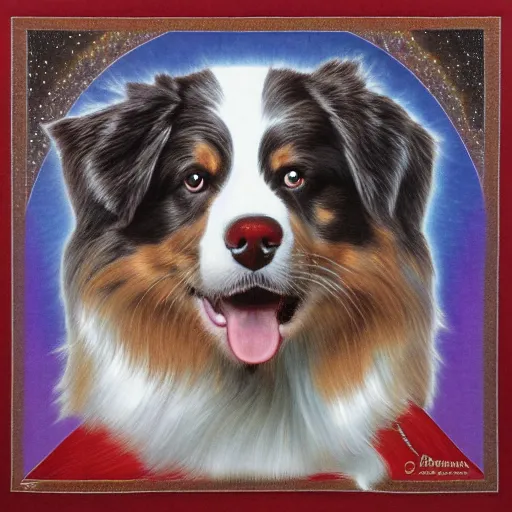 Image similar to australian shepherd in the court of the crimson king