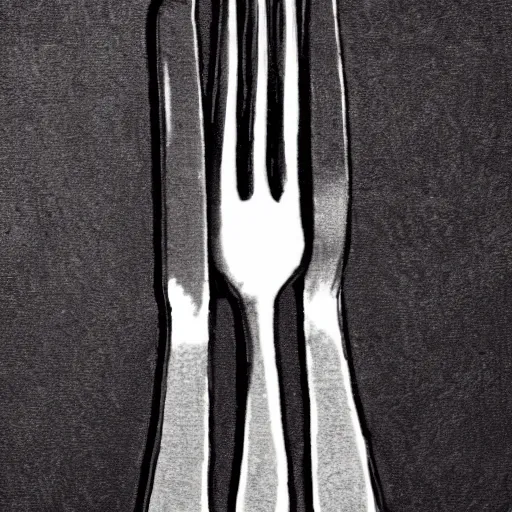 Prompt: fork, fork? fork! FORK, black background, crimson highlights