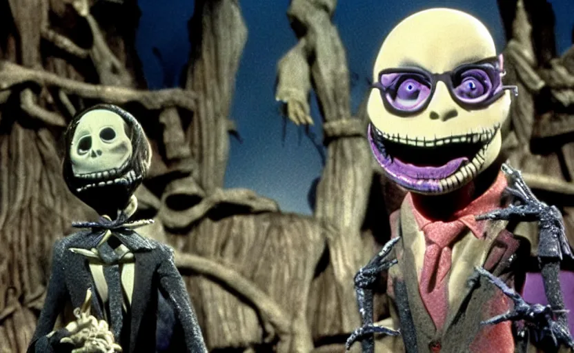 Prompt: A still of Danny DeVito in Nightmare Before Christmas by Tim Burton, claymation,