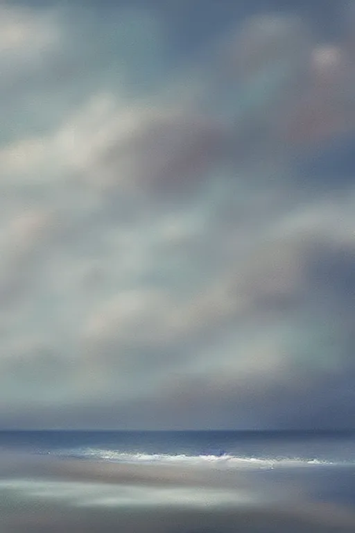 Prompt: digital painting detailed serene ocean mist candy cloudy sky by Cliff Childs