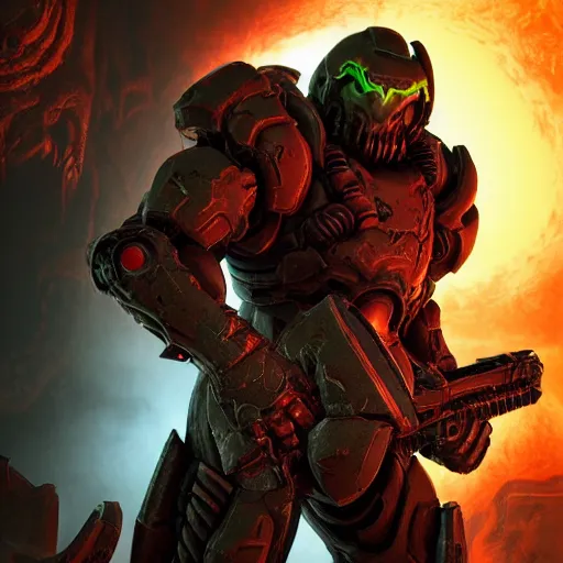 Image similar to doom slayer from doom eternal, photography