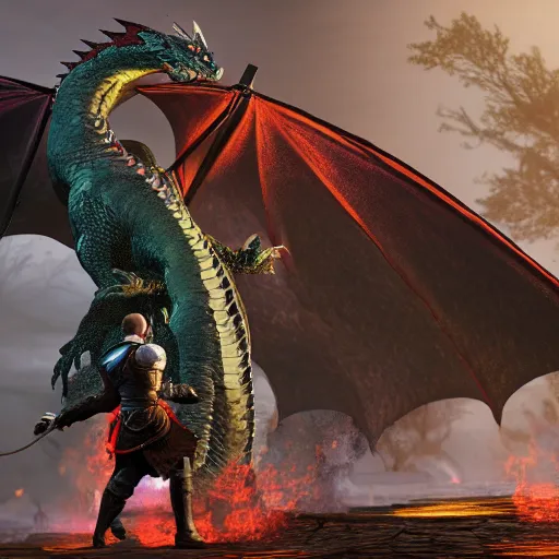 Prompt: a dragon in the style of Dragon Age: Inquisition, magic the gathering, detailed, 8k