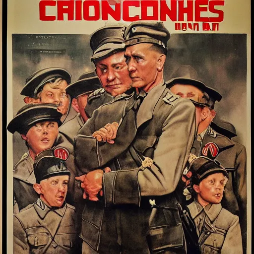 Prompt: Nazi Chronicles, movie poster, artwork by Norman Rockwell