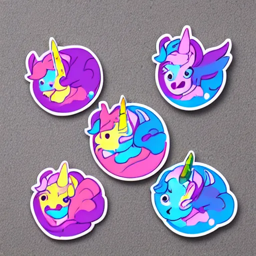 Prompt: cute unicorn sticker for kids
