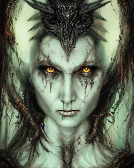Prompt: demonic lilith goddess, hyper realistic face, horror, fantasy art, in the style of greg rutkowski, intricate, hyper detailed