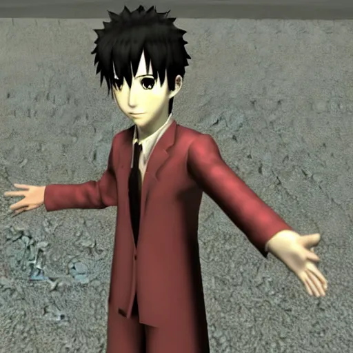 Image similar to okabe rintarou t pose, 3 d rendered