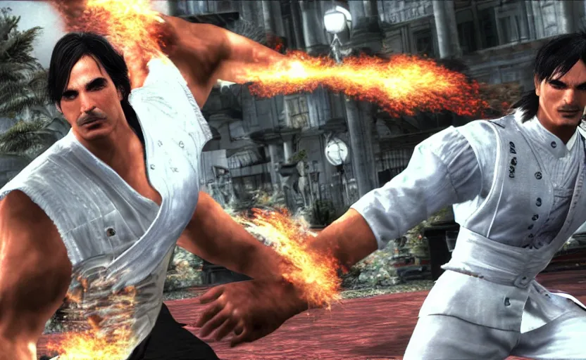 Prompt: screenshot of Jose Maria Aznar in Tekken,