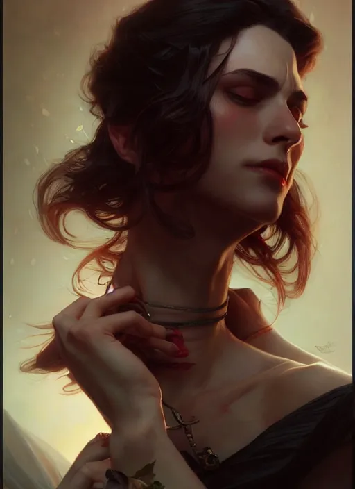 Image similar to ultra realistic illustration, handsome vampire. intricate, elegant, highly detailed, digital painting, artstation, concept art, smooth, sharp focus, illustration, art by artgerm and greg rutkowski and alphonse mucha and wlop