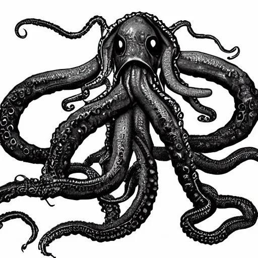 Prompt: Eldritch Horror, Lovecraft, viscerally frightening tentacle creature