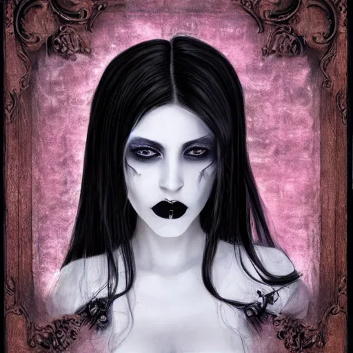 Image similar to pale goth beauty, realistic detail