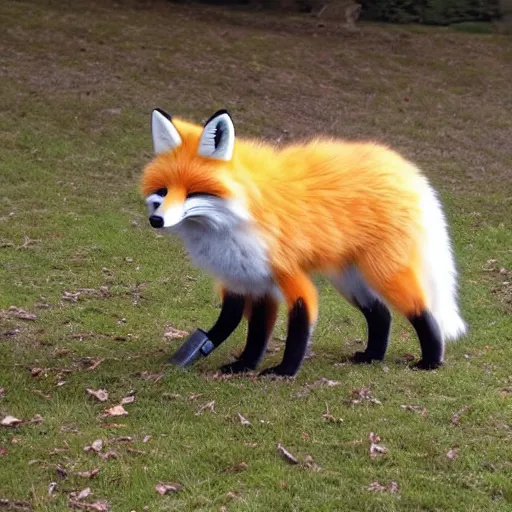 Prompt: extremely fluffy fox fursuit, cute, photo