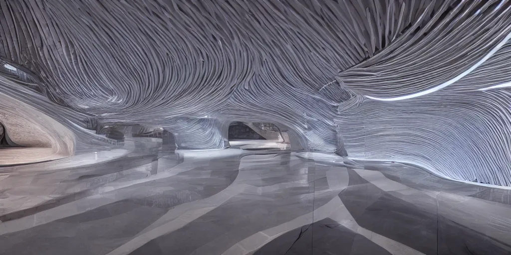 Image similar to extremely detailed stunning beautiful futuristic smooth curvilinear museum interior, hyper real, 8k, 3D cinematic volumetric light, atmospheric light