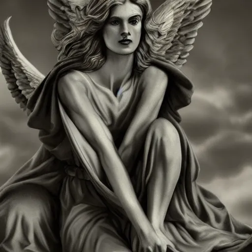 Prompt: Biblically accurate angels, photos of accurate angels, black and white photo, old art, high detail, artstation