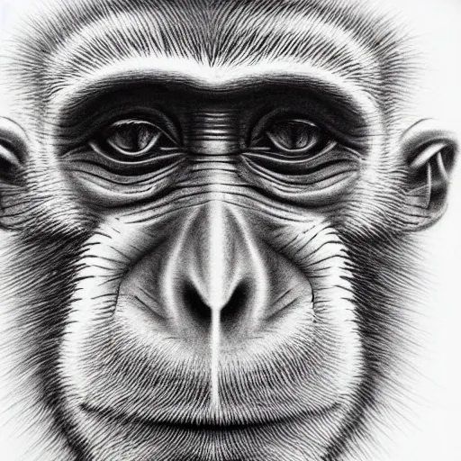 Image similar to monkey, Ballpoint pen art