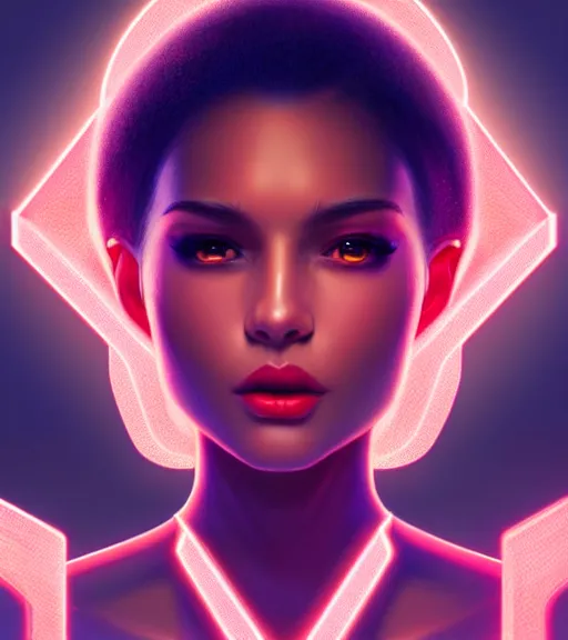 Image similar to symmetry!! russian prince of technology, solid cube of light, hard edges, product render retro - futuristic poster scifi, lasers and neon circuits, brown skin beautiful russian princess, intricate, elegant, highly detailed, digital painting, artstation, concept art, smooth, sharp focus, illustration, dreamlike, art by artgerm