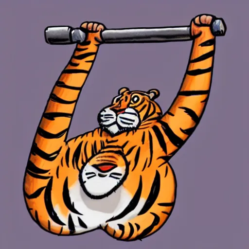 Image similar to “A cartoon of a tiger lifting weights”