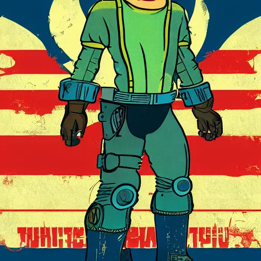 Image similar to fallout 4 info poster of vault boy holding uranium