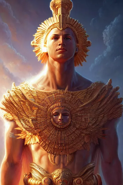 Image similar to apollo humanoid god of the sun, highly detailed, d & d, fantasy, highly detailed, digital painting, trending on artstation, concept art, sharp focus, illustration, art by artgerm and greg rutkowski and magali villeneuve