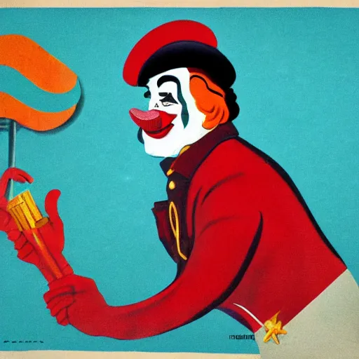 Prompt: communist clown, propaganda art style