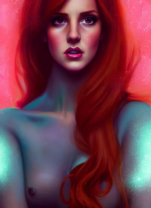 Image similar to full body portrait of teenage cheryl blossom, bangs, green eyes, mischievous expression, red hair, sultry smirk, bangs and wavy hair, intricate, elegant, glowing lights, highly detailed, digital painting, artstation, concept art, smooth, sharp focus, illustration, art by wlop, mars ravelo and greg rutkowski