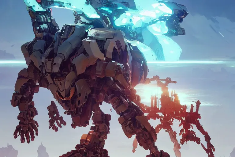 Image similar to scrapper machine mecha animal beast robot of horizon forbidden west horizon zero dawn bioluminiscence, behance hd by jesper ejsing, by rhads, makoto shinkai and lois van baarle, ilya kuvshinov, rossdraws global illumination