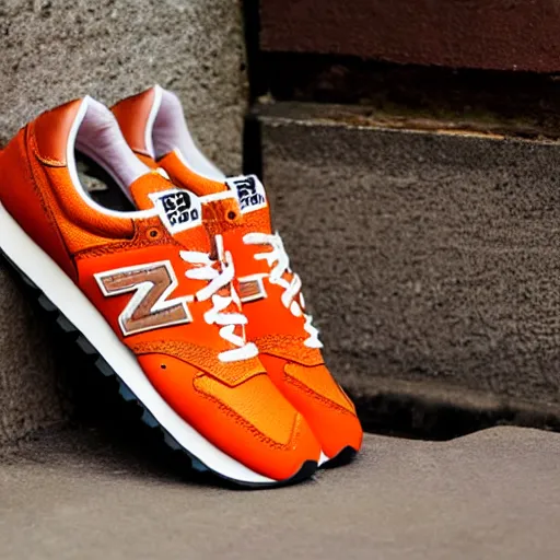 Prompt: New Balance Vintage Sneaker in Orange Design