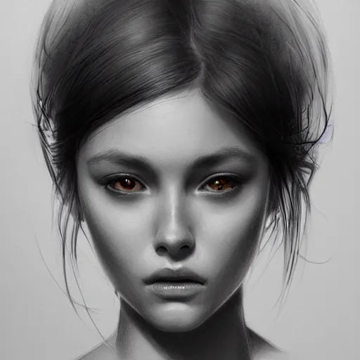 Image similar to face of a beautiful young woman, pencil art, ink and pencil, hyperrealistic, hyperdetailled, digital art, greg rutkowski, artstation, 8 k, beautiful drawing, paper texture