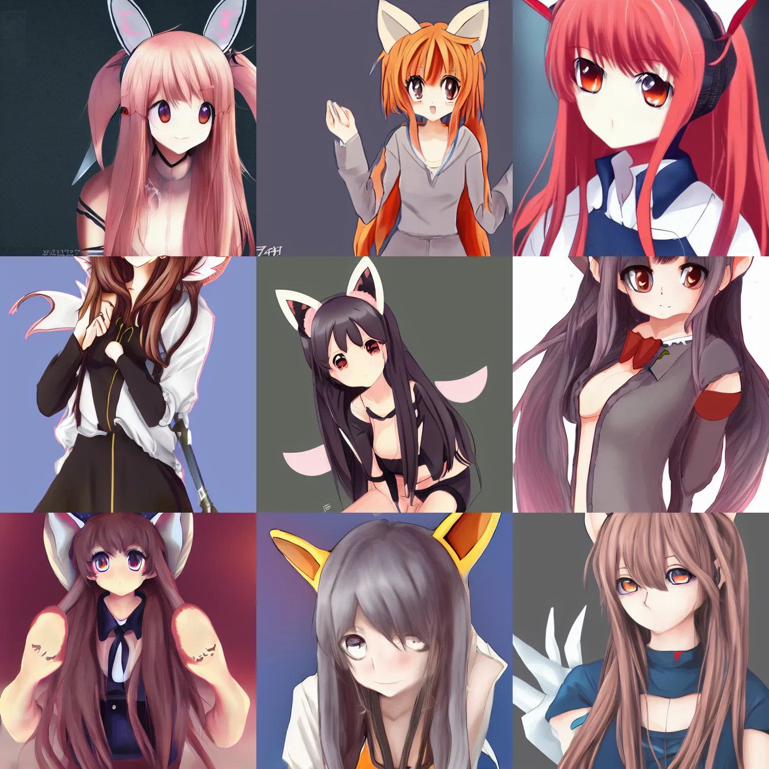 Prompt: anime girl with fox ears, trending on pixiv