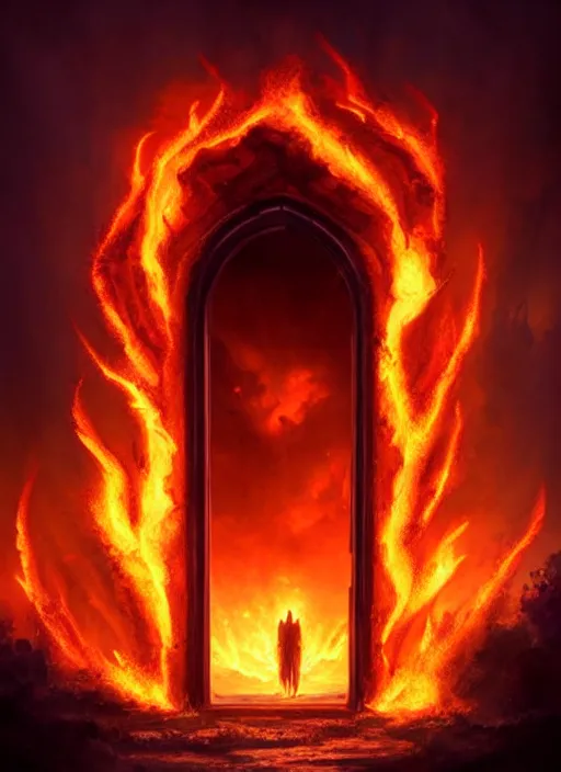 a fiery portal is the gateway to hell a burning door | Stable Diffusion ...