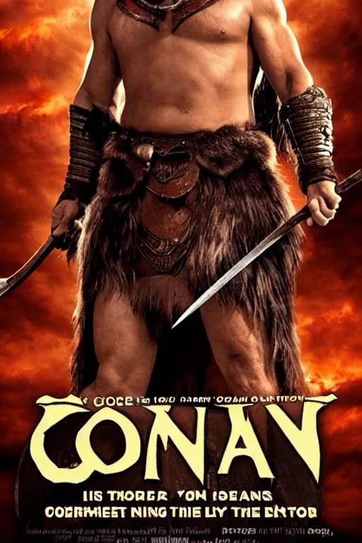 Prompt: conan o'brien as conan the barbarian, movie poster