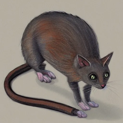 Image similar to concept art of a half cat half rat