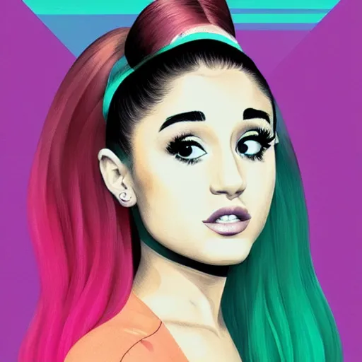 Prompt: ariana grande portrait painting, matte paint vector art by sachin teng : 5 marijuana, dope, smoke, hard edges, white and pink, leaf green, geometric shapes, fisheye lens, sexy, by sachin teng : 6