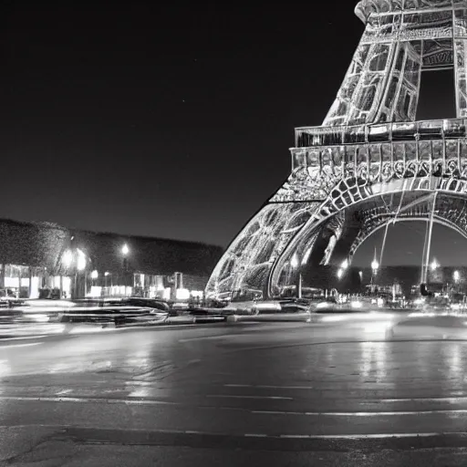 Prompt: cinematography futuristic Paris at night