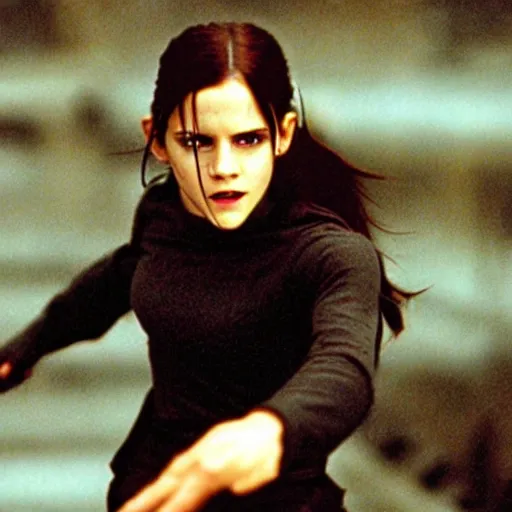 Image similar to emma watson, movie still the matrix ( 1 9 9 9 )