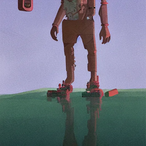 Image similar to The Harbinger, a full-body portrait by Simon Stålenhag