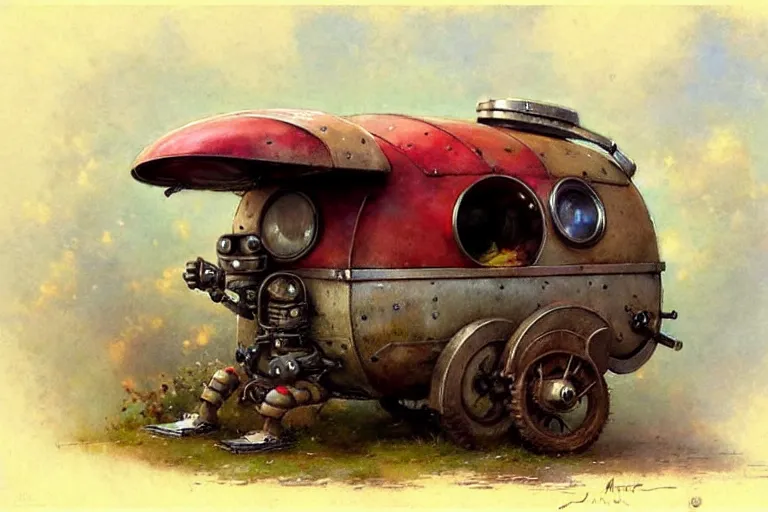 Image similar to adventurer ( ( ( ( ( 1 9 5 0 s retro future robot android rat house wagon. muted colors. ) ) ) ) ) by jean baptiste monge!!!!!!!!!!!!!!!!!!!!!!!!! chrome red