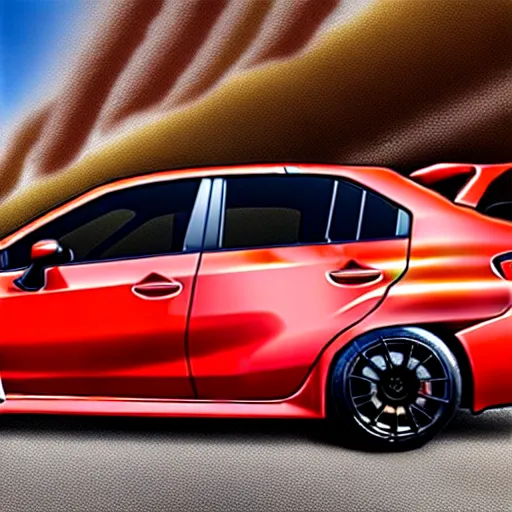 Image similar to a 2019 WRX made out of bacon