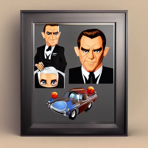 Image similar to james bond in style of 3 d pixar cartoon