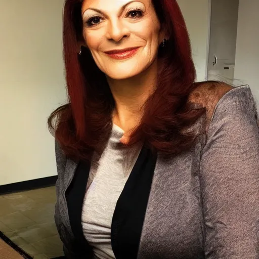 Prompt: photo of a person who looks like a mixture between marina sirtis and gates mcfadden