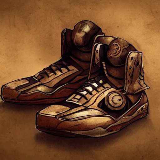 Image similar to basketball sneaker concept art, steampunk, sharp focus, illustration, concept art by tooth wu